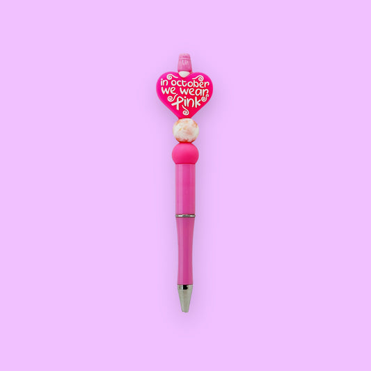 Breast Cancer Awareness Silicone Beaded Pen - October We Wear Pink...