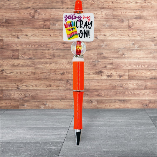 Teacher Themed Silicone Beaded Pen - Getting My Cray On