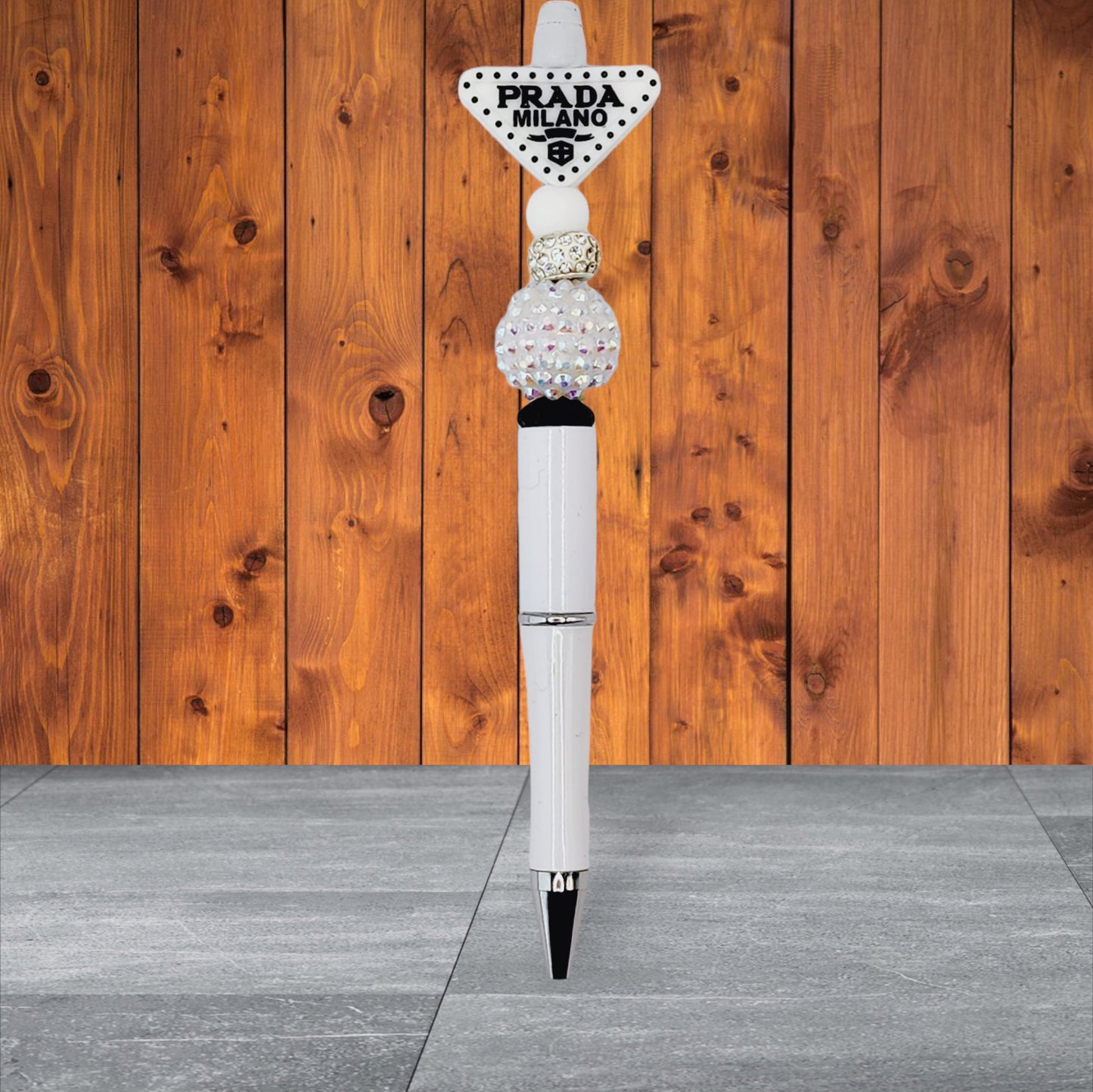 Prada inspired beaded pens - white and black