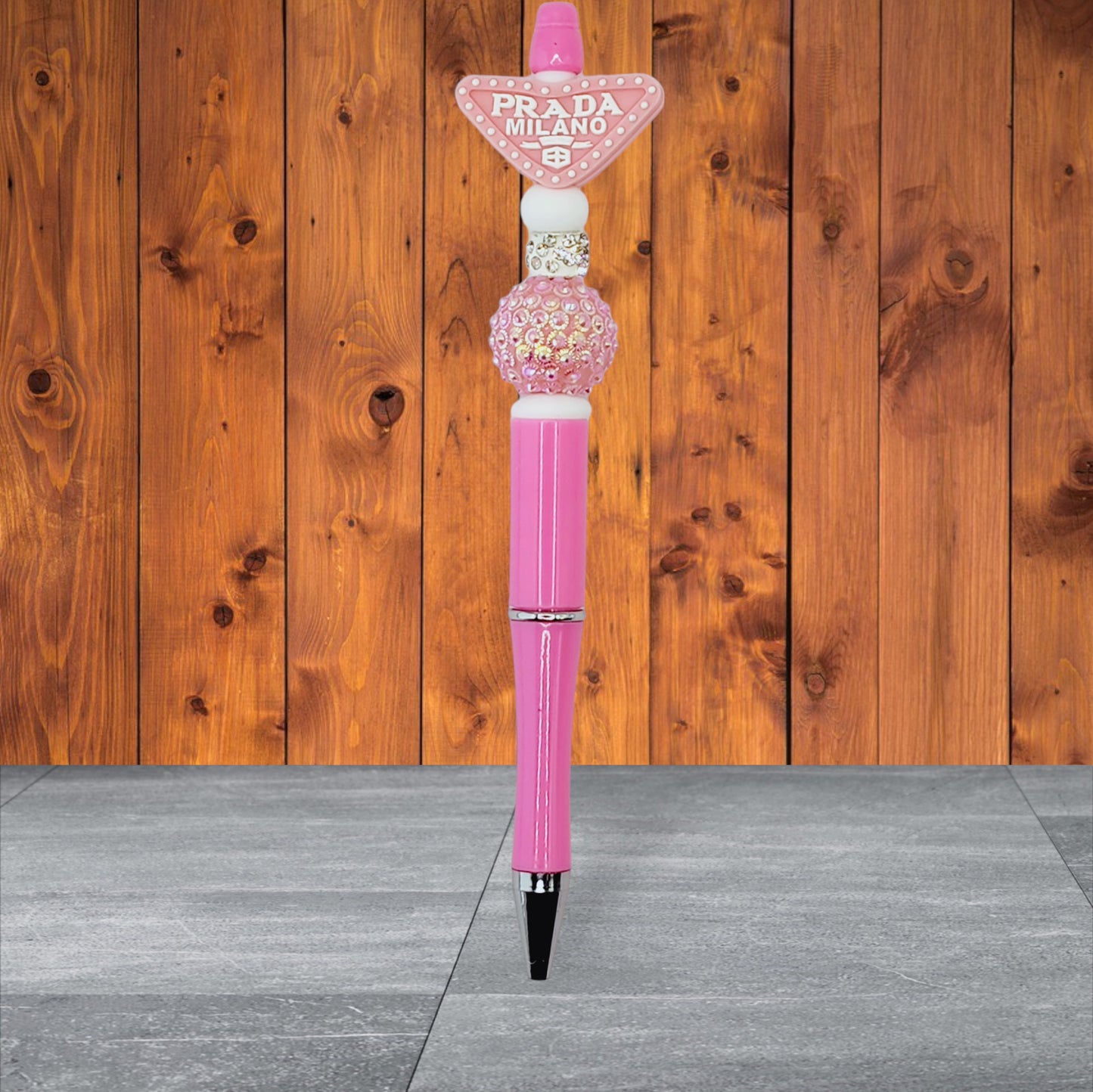 Prada inspired beaded pens - pink and white