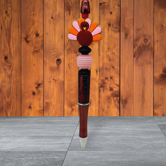 Thanksgiving Themed Beaded Pen - Silicone Turkey