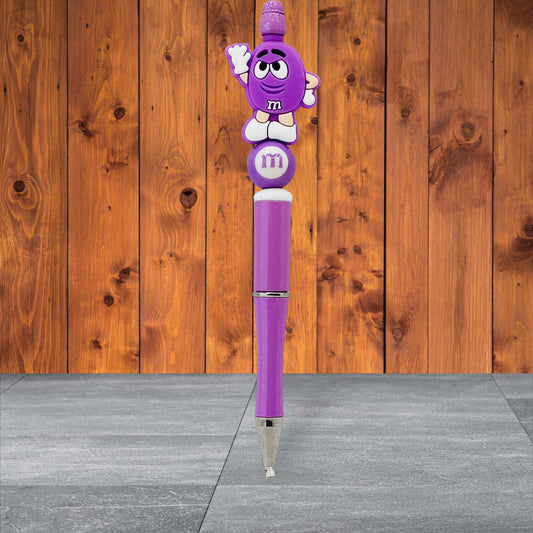 M&M Inspired Silicone Beaded Pen - Purple