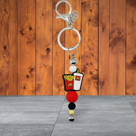 McDonald's Inspired Beaded Keychain - Silicone Fries and Drink